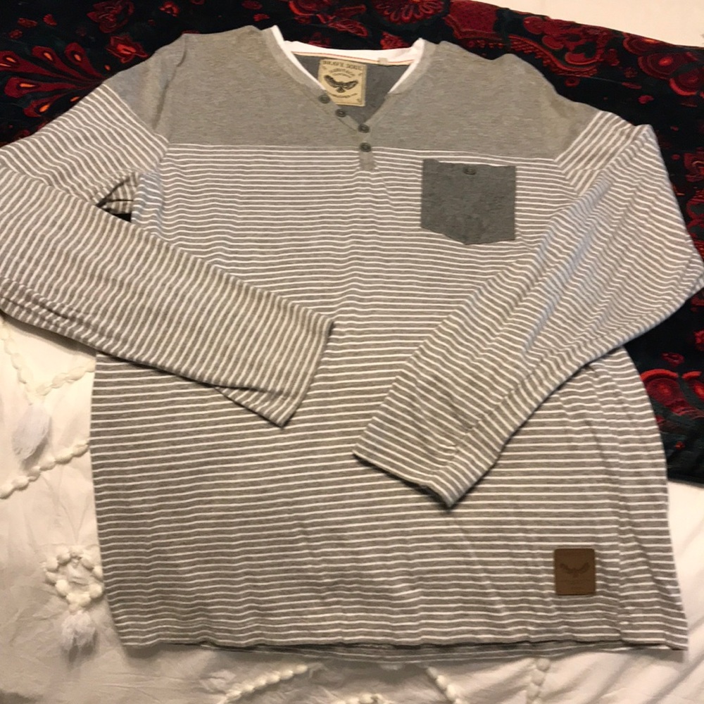 long sleeve men’s shirt - grey/white stripe